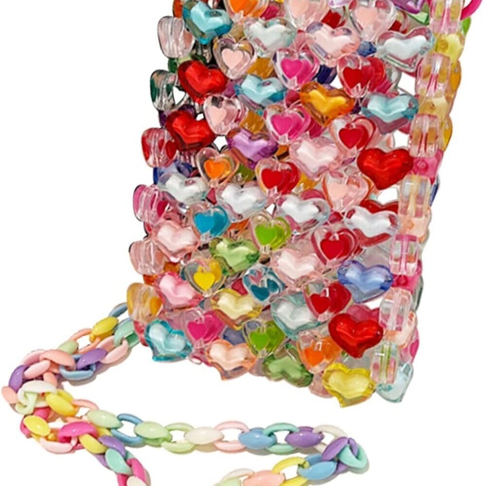 Women's Beaded Bag Acrylic Rainbow Small Crossbody Shoulder Summer
